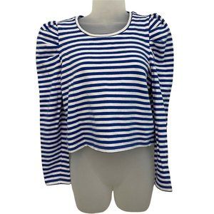 Rebecca Minkoff Medium Blouse Long Sleeve Top Striped Puff Talia Semi Crop